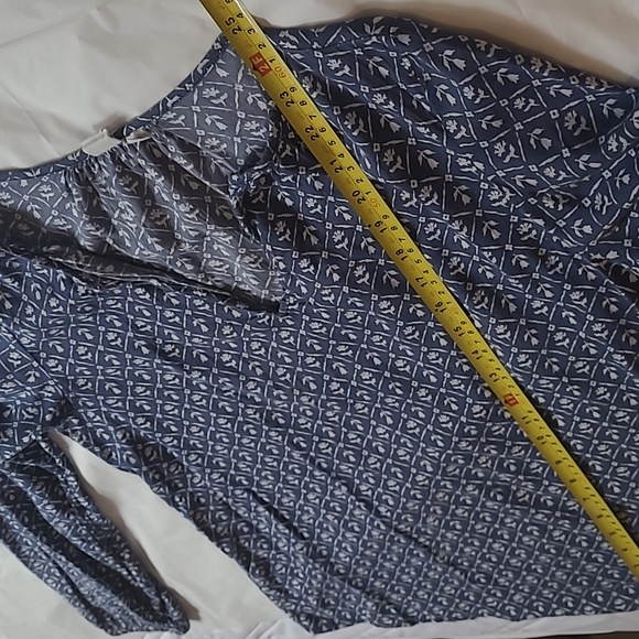 GAP 🐦 Vtg Y2K 🌾 Lightweight Long-sleeve Cornflower Blue Floral Blouse 🪺 Sz S - Picture 12 of 16